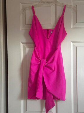 * Tobi Fushia Wrap/Tie Mini Dress Women Size S Sleeveless Tulip Hem